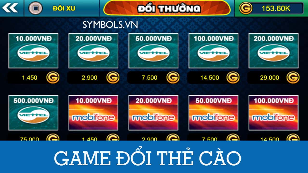 Game bài đổi thưởng bằng thẻ cào điện thoại