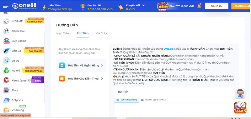 Hướng Dẫn Chi Tiết Cách Rút Tiền One88